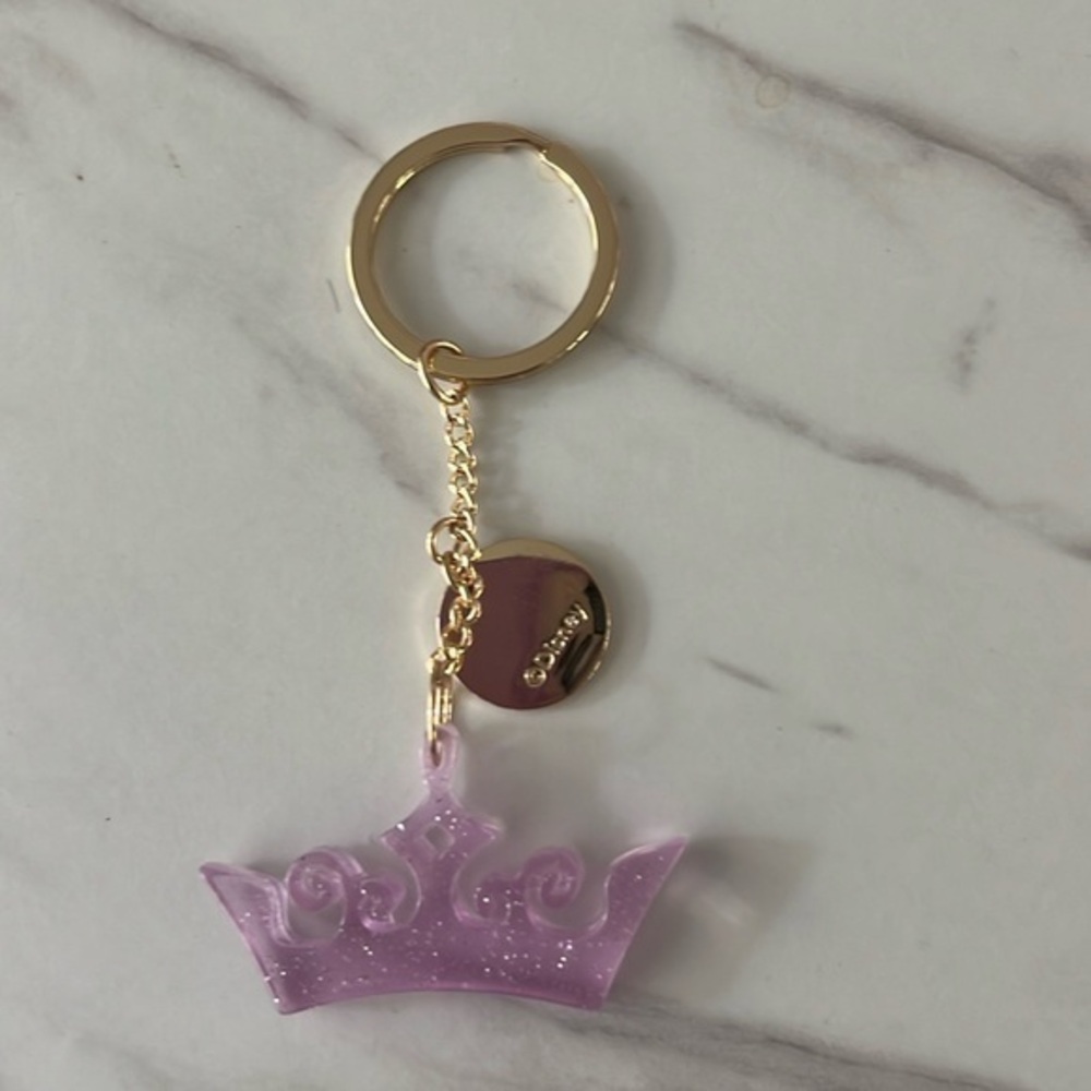Disney Rapunzel princess Glittery Crown Keychain bag charm with Gold Accent